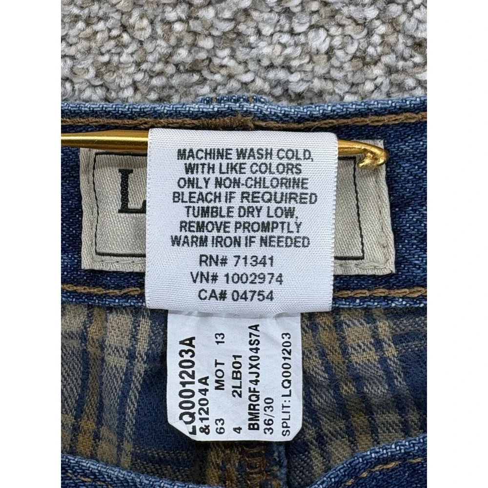 NEW LL Bean Double L Flannel Lined Jean Mens 36x30 Blue Classic Fit Cotton Denim